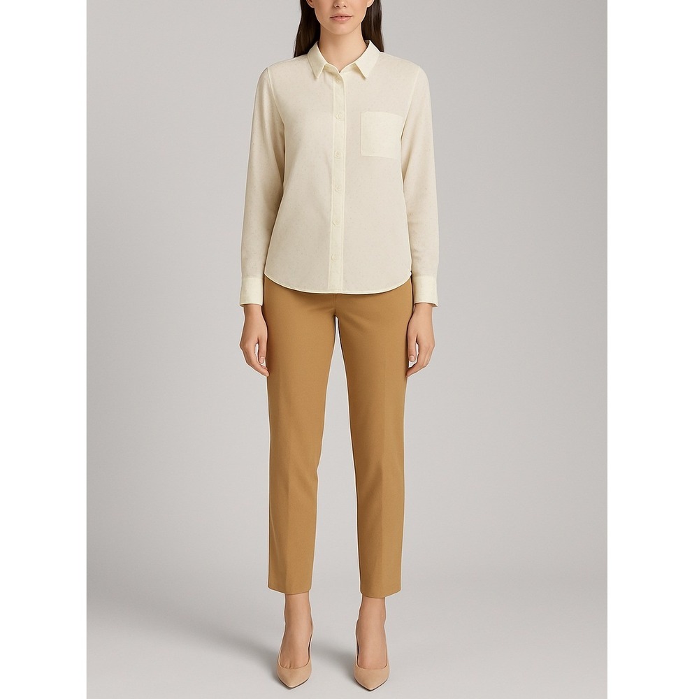 Abercrombie & Fitch Ivory Sheer Polka Dot Button-Up Blouse Size S‎